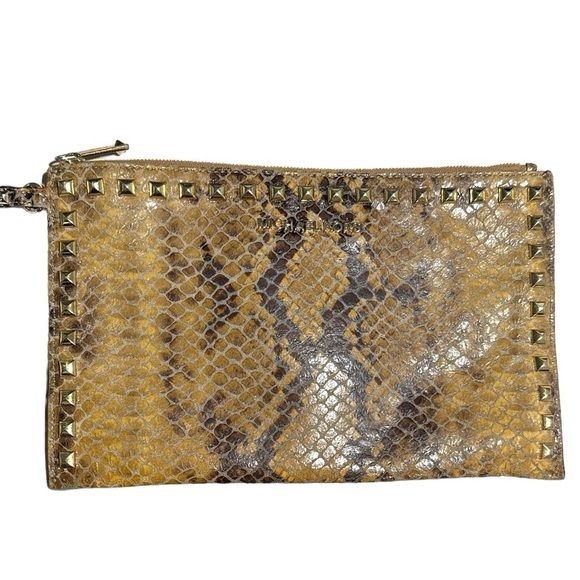 Michael Kors wristlet bag purse carryall wallet snake print studded large - Picture 1 of 6